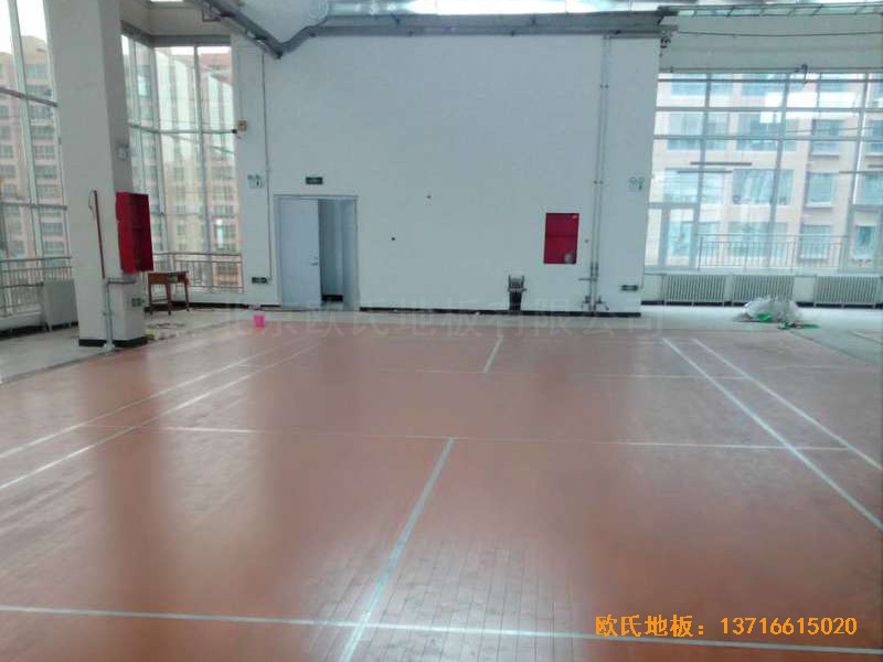 甘肅天水清水縣農業學院籃球館體育木地板安裝案例0