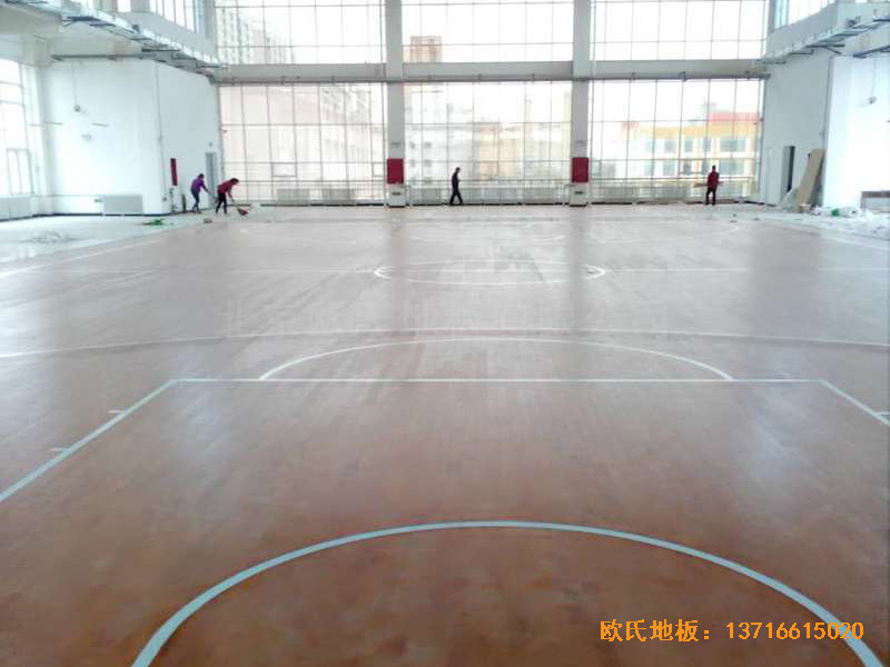 甘肅天水清水縣農業學院籃球館體育木地板安裝案例5